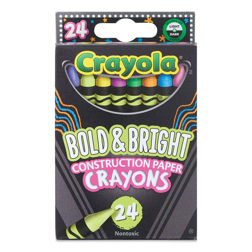 Crayola Bold & Bright Construction Paper Crayons Assorted Shades, 24 Ea