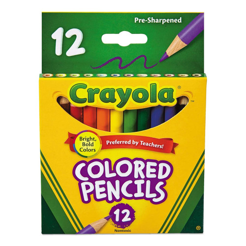 Crayola Colored Pencil Set Half-Size Assorted Shades, 12 Colors