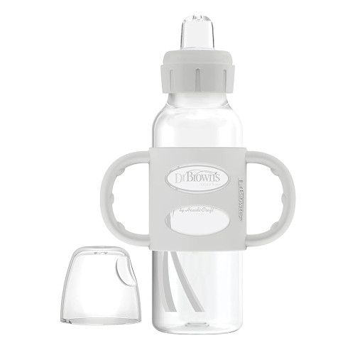 Dr. Browns Milestones Narrow Sippy Spout Bottle with Silicone Handles, 8 Oz