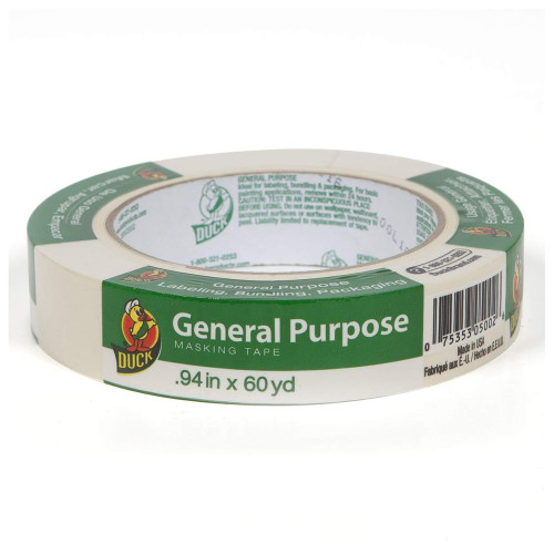 Duck Brand General Purpose Masking Tape Beige 0.94 Inch x 60 Yard Roll, 1 Ea
