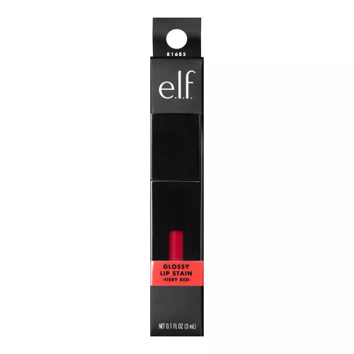 e.l.f. Glossy Lip Stain Fiery Red Shade, 0.1 Oz