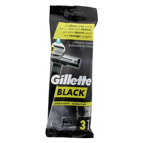 Gillette Mens Black Razor Disposable 3 Count