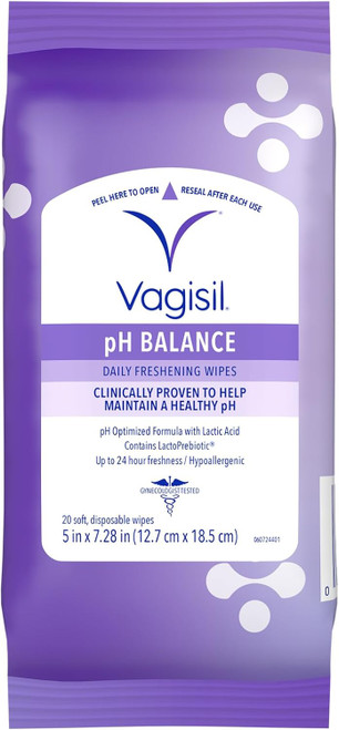 Vagisil Daily Freshening Wipes Ph Balance 20 Count