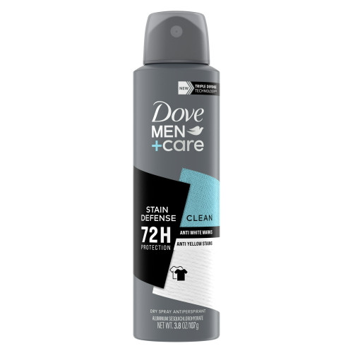 Dove Deodorant Dry Spray Men+Care Stain Defense Clean 3.8oz
