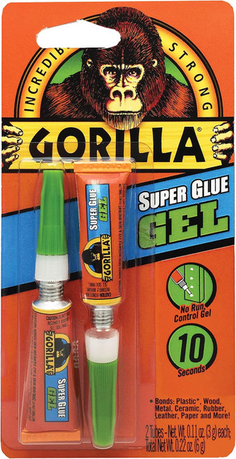Gorilla Super Glue Gel, Two 3 Gram Tubes