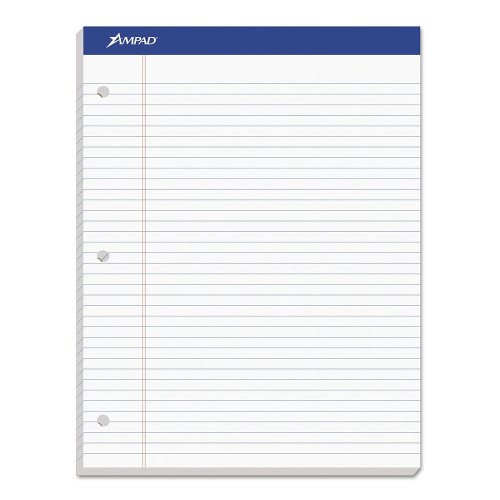 Ampad Double-Sheet Writing Pad College Rule 3-Hole Punched 100 Sheets