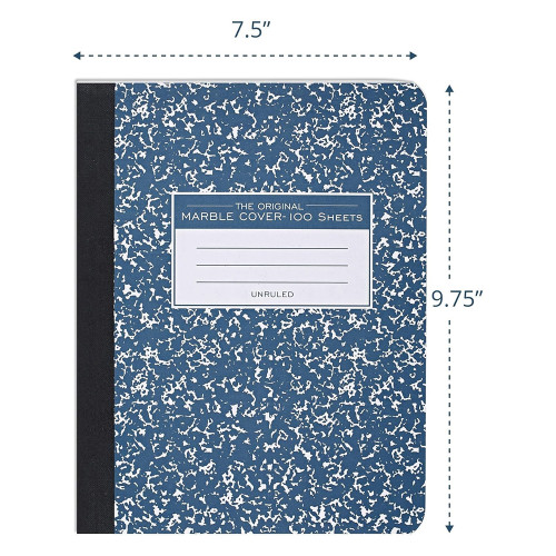 Roaring Spring Hard Cover Composition Book 9.75 inch x 7.5 inch Unruled Durable Binding 100 Sheets