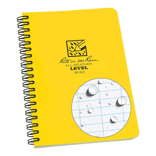 Rite in the Rain Weatherproof Side Spiral Notebook Level Pattern 4.625" x 7" Durable Outdoor Paper 1 Ea