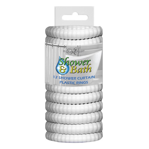 Royal Crest Shower Curtain Rings Durable Plastic White 12 Ea