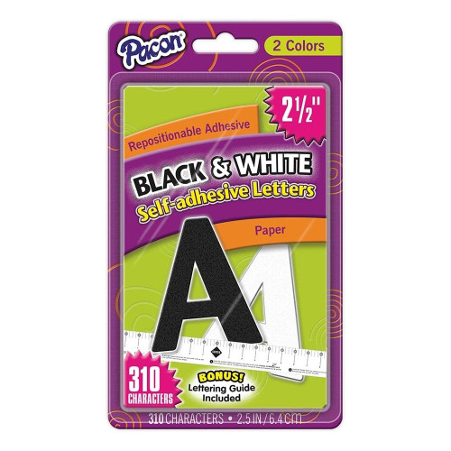 Pacon Self-Adhesive Paper Letters Black and White 2.5 In 310 Ea