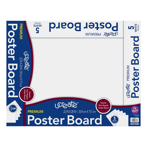 UCreate Poster Board White 22 inch x 28 inch 5 Ea