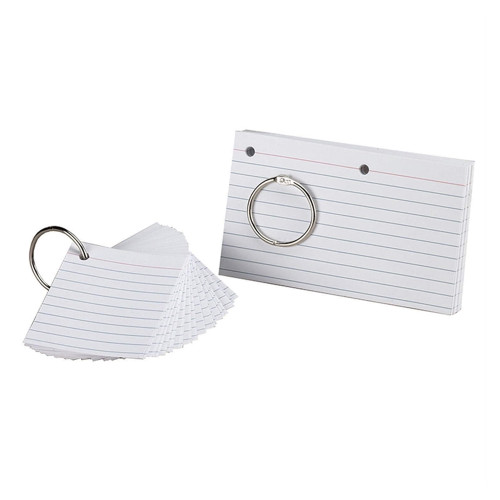 Just Flip-It Study Cards Ruled White Punched and Perforated 100 Pack