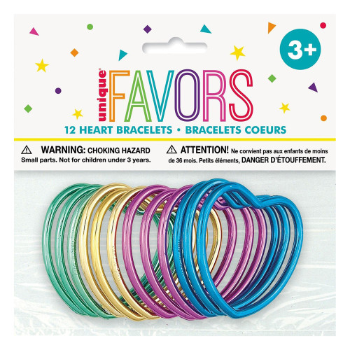 Bracelets Shiny Heart Assorted Party Favor 12 Ea