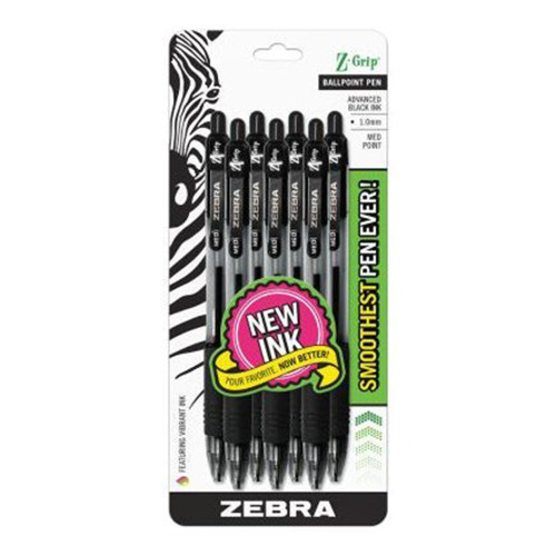 Zebra Ballpoint Pen Z-Grip RT Black Ink 7 Ea