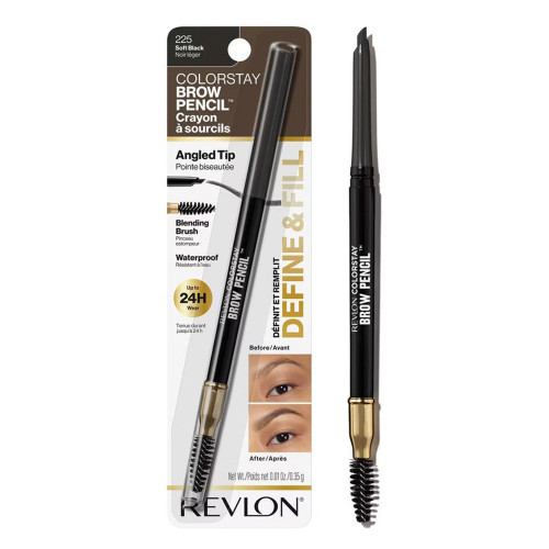 Revlon ColorStay Brow Pencil #225 Soft Black Longwear Precision Tip for Defined Brows 0.01 Oz