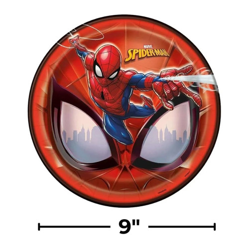 Spiderman Birthday Paper Plates Round Decorative 9 inch 8 Ea