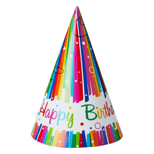 Rainbow Ribbon Birthday Party Hats Decorative 8 Ea