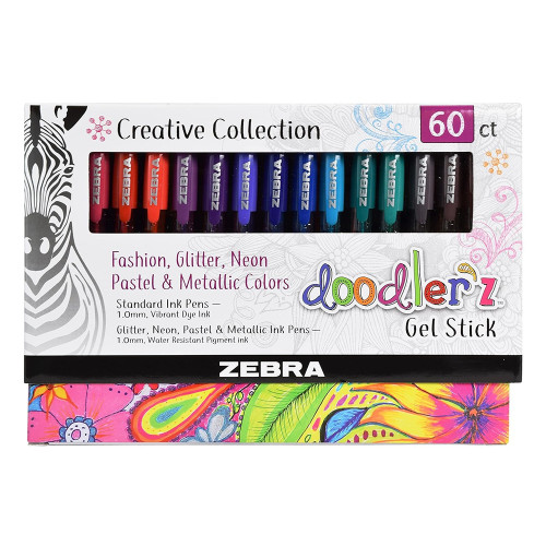 Doodlerz Gel Pens Assorted Colors Creative Set 60 Ea