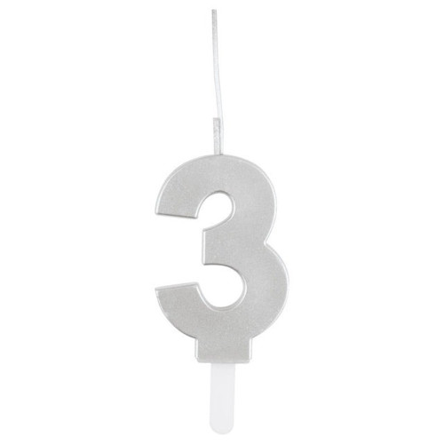 Unique Birthday Candle Silver Sparkler Number 3 Decorative Party Supply 1 Ea