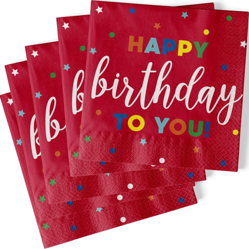 Unique Party Napkins Square Patterned Dots & Stars Birthday 16 Ea