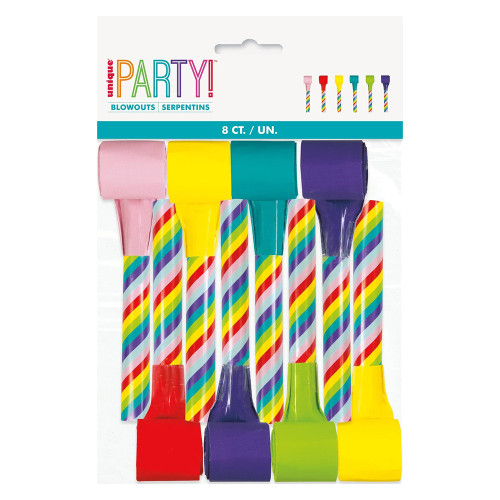 Unique Party Blowouts Candy Cane Multicolored 8 Ea