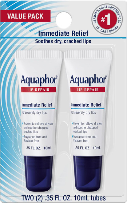 Aquaphor Lip Repair Ointment, 0.35 Tube, Pack of 2