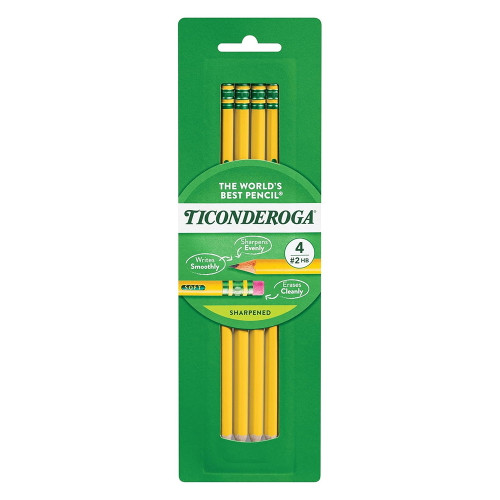 Ticonderoga Pencils The Worlds Best 2 HB Durable Graphite 4 Ea