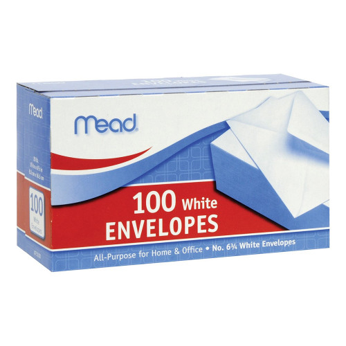 Mead 6 Envelopes 3.625 x 6.5 White Personal Mail Stationery, 100 ea