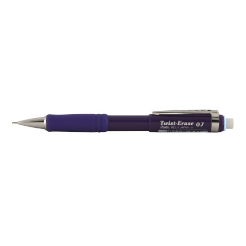 Pentel Twist Erase III Mechanical Pencil Violet Barrel Comfortable Grip Smooth Writing 0.7mm 1 Ea