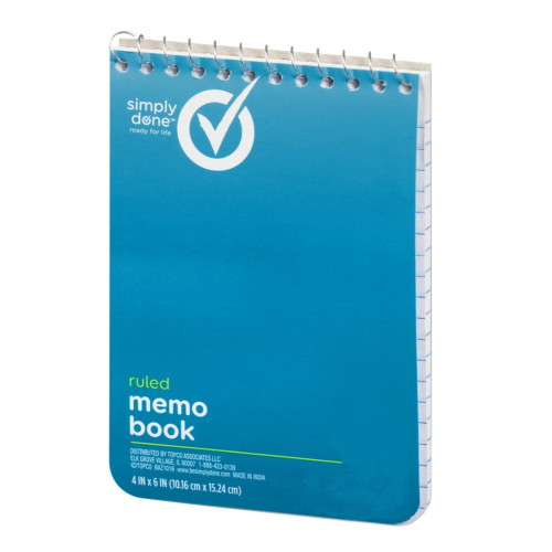 Simply Done Memo Pad Medium 4 inch x 6 inch 40 Pages 1 Ea