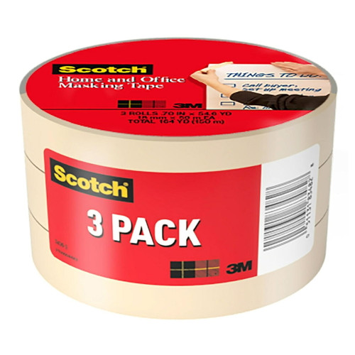 Scotch Home and Office Masking Tape Multi-Purpose Adhesive 3 Ea