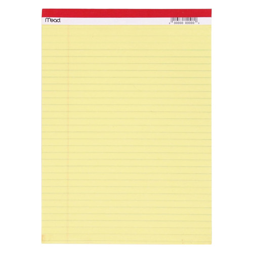 Mead Legal Pad 8.5 x 11 Canary Yellow Ruled Sheets, 1 ea