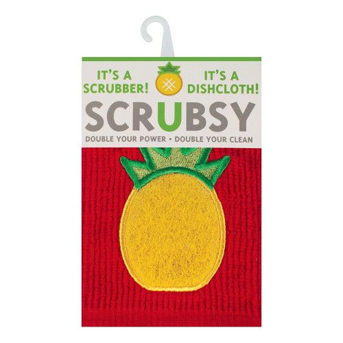 MUkitchen Scrubsy 100% Cotton Dishcloth and Scrubber with Scrubber Side, 12x12 Inch, Pineapple, 1 ea
