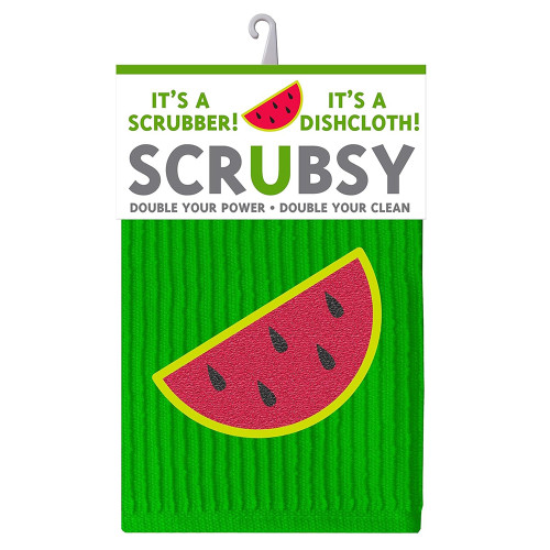 MUkitchen Scrubsy 100% Cotton Dishcloth and Scrubber for Dishes, 12x12 Inch, Watermelon, 1 ea
