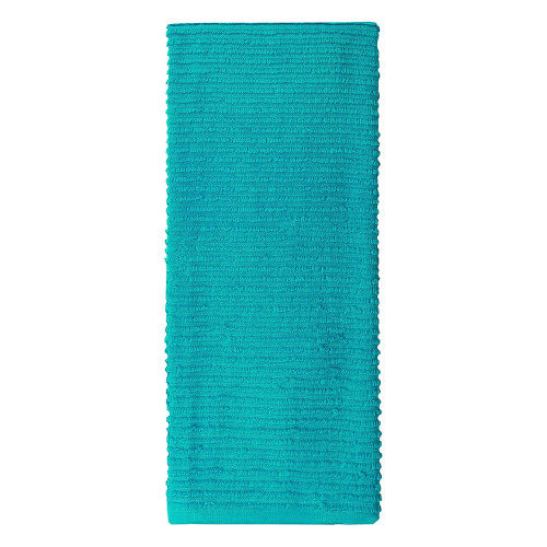 MUkitchen 100% Cotton Ridged Solid Towel for Highly Absorbent Cleaning Tasks, 18x28 Inch, Aquamarine, 1 ea