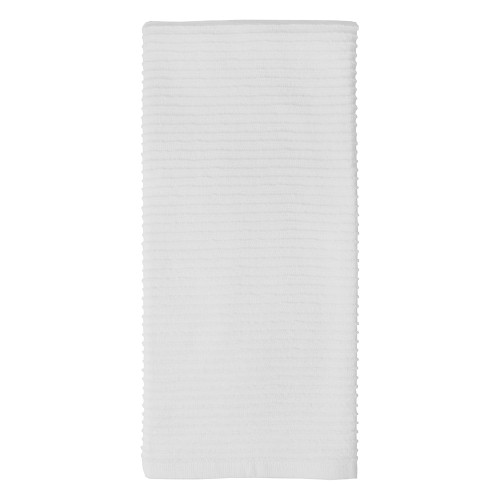 MUkitchen 100% Cotton Ridged Solid Towel for Dish Drying and Cleaning, 18x28 Inch, White, 1 ea