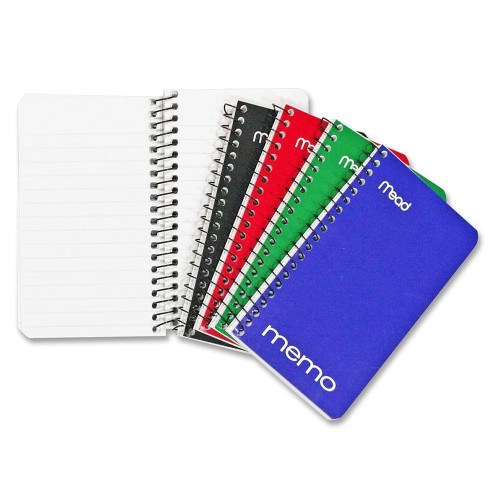 Mead Side Wirebound Memo Book College Ruled 3 x 5 Assorted Colors 60 Pages, 1 ea