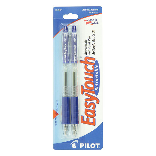 Pilot EasyTouch Retractable Ball Point Pen Medium Point Smooth Writing Performance Bright Blue Ink 1.0mm 2 Ea