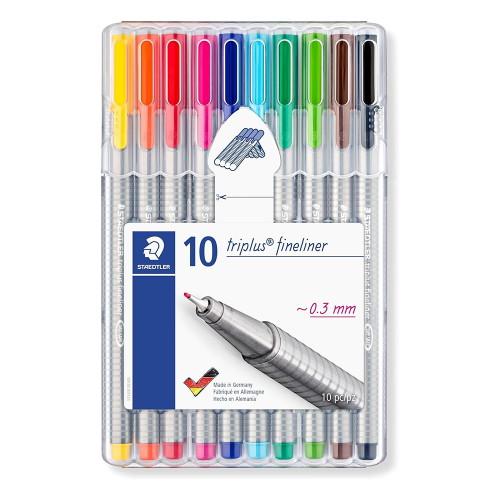Staedtler Triplus Fineliner Pen Set Assorted 10 Colors 1 Ea