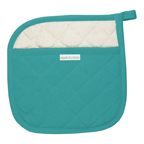 MUkitchen 100% Cotton Terry-Lined Potholder for Heat Protection, 9x9 Inch, Surf, 1 ea