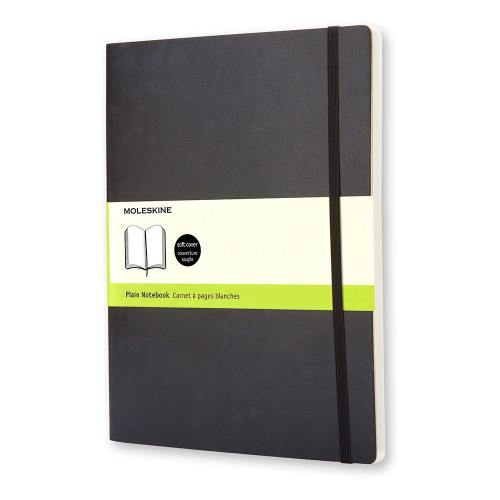 Moleskine Soft Extra Large Plain Notebook Black for Drawing and Sketching, 1 ea