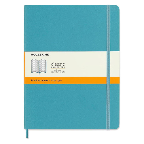 Moleskine Reef Blue Notebook Extra Large Ruled Softcover for Notes and Sketches, 1 ea