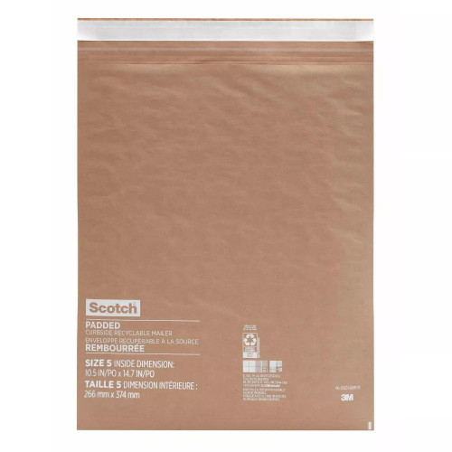 Scotch Curbside Recyclable Mailer Protective Envelope Tan Size 5 10.8 inch x 14.8 inch 1 Ea