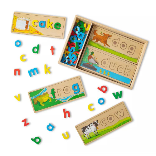 Melissa and Doug See and Spell Wooden Educational Toy Spelling and Reading Practice, 1 ea