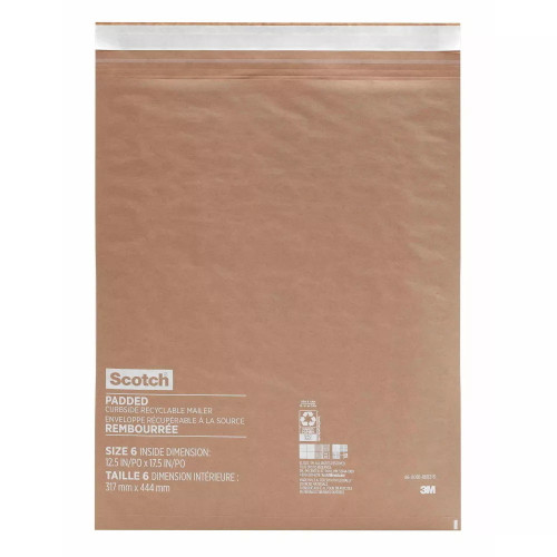 Scotch Curbside Recyclable Mailer Protective Envelope Tan Size 6 12.9 inch x 17.8 inch 1 Ea
