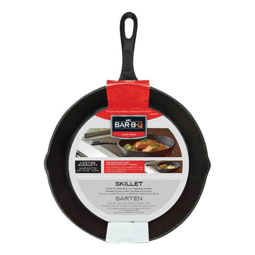 Mr. Bar-B-Q Cast Iron Skillet with Handle for Versatile Stovetop and Grill Use, 1 ea