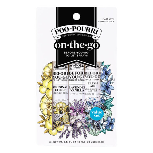 Poo Pourri Toilet Spray On The Go Set Original formula Fresh Scent Bathroom Essential 3 Ea