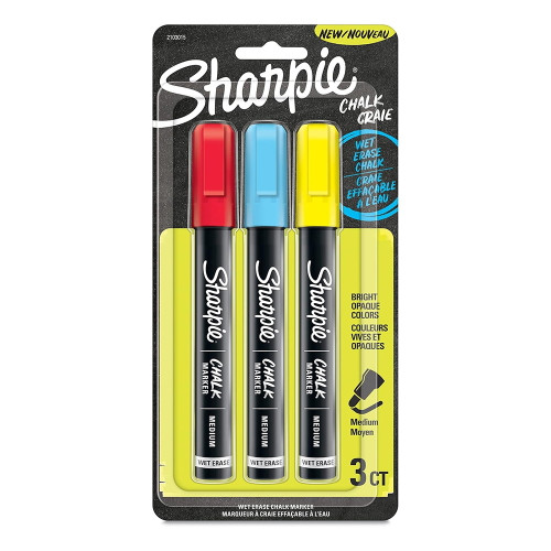 Sharpie Wet Erase Chalk Marker Bold Writing 3 Ea