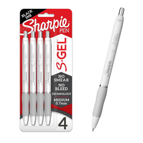 Sharpie S-Gel Retractable Gel Pen Fashion White Pearl Smooth Writing 4 Ea