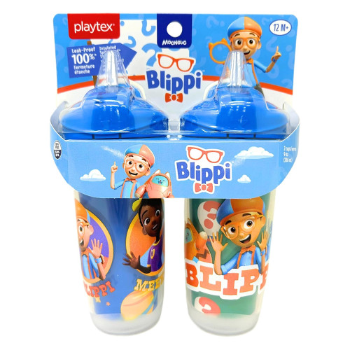Playtex Baby Blippi Stage 3 Straw Insulated Cups Durable Leak Proof Design 9 Oz